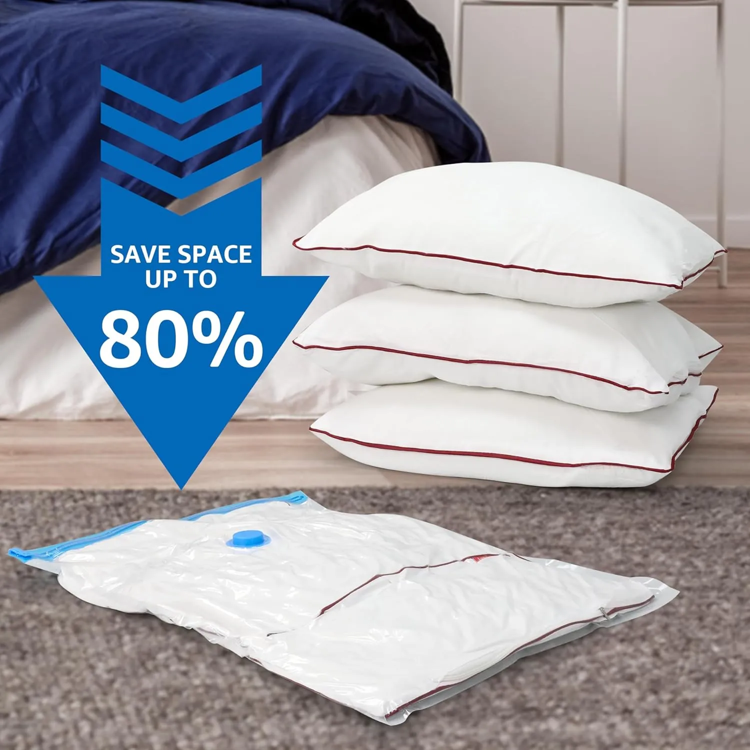 10 Jumbo Vacuum Seal Bags with Hand Pump, Vacuum Storage Bags, Space Saver Bags for Clothing, Comforters, Blankets, Bedding, Pillows