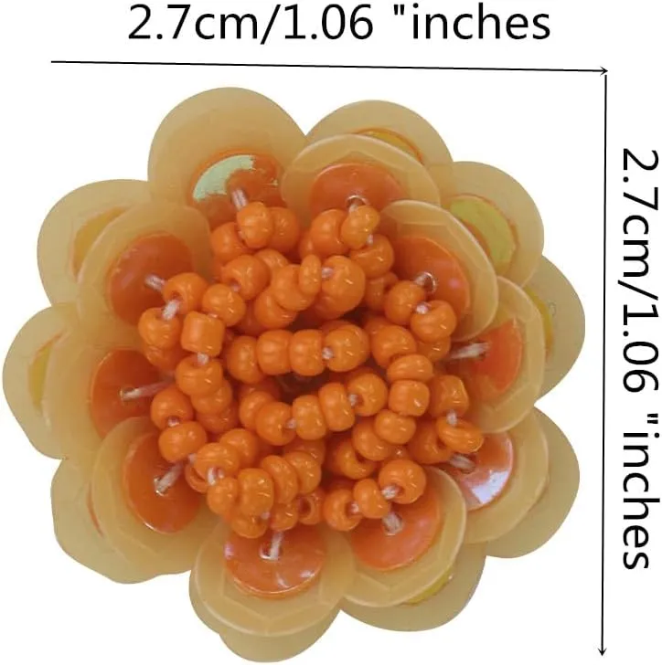 10 Pieces Mini 3D Beaded Flower Embroidery Patch - Sew-On or Glue-On for Clothing, Bags, Jackets Decoration, Sparkling Sequin Appliqué Craft (B)