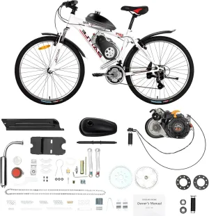 100CC 4 Stroke Bicycle Engine Kit 3HP Gas Powered Bike Motor Kit Single Cylinder Air Cooling Bicycle Conversion Kit 2KW Hand Start Bicycle Engine Kit (Belt style)
