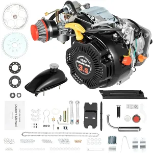 100CC Bicycle Engine Kit 4-Stroke Bike Motor Kit 3.5HP Gas Powered Motorized Bike Kit Single Cylinder Gasoline Engine Motor Kit with CDI Hand Start Bike Motor Kit with Belt | US Stock