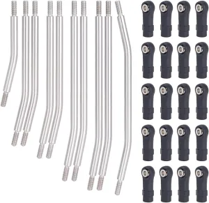 10Pcs Stainless Steel Links Rod Set with Ball End 313/324mm Wheelbase for 1/10 RC Crawler Car Axial SCX10 II 90046 Upgrade Parts (324mm)