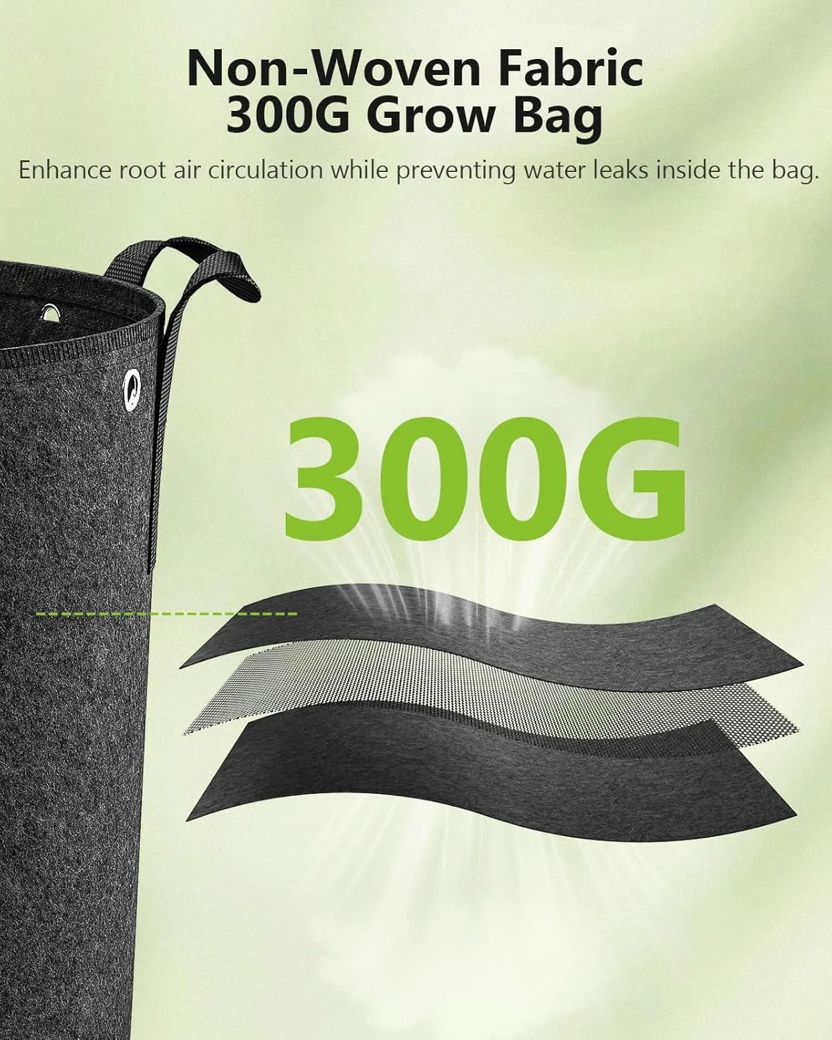 12-Pack 3 Gallon Grow Bags - 300G Thickened Nonwoven Fabric Pots with Handles, Built-in Metal Rings, Reusable Garden Plant Bags, Grow Pots, Plant Pots for Fruits, Vegetables and Flowers