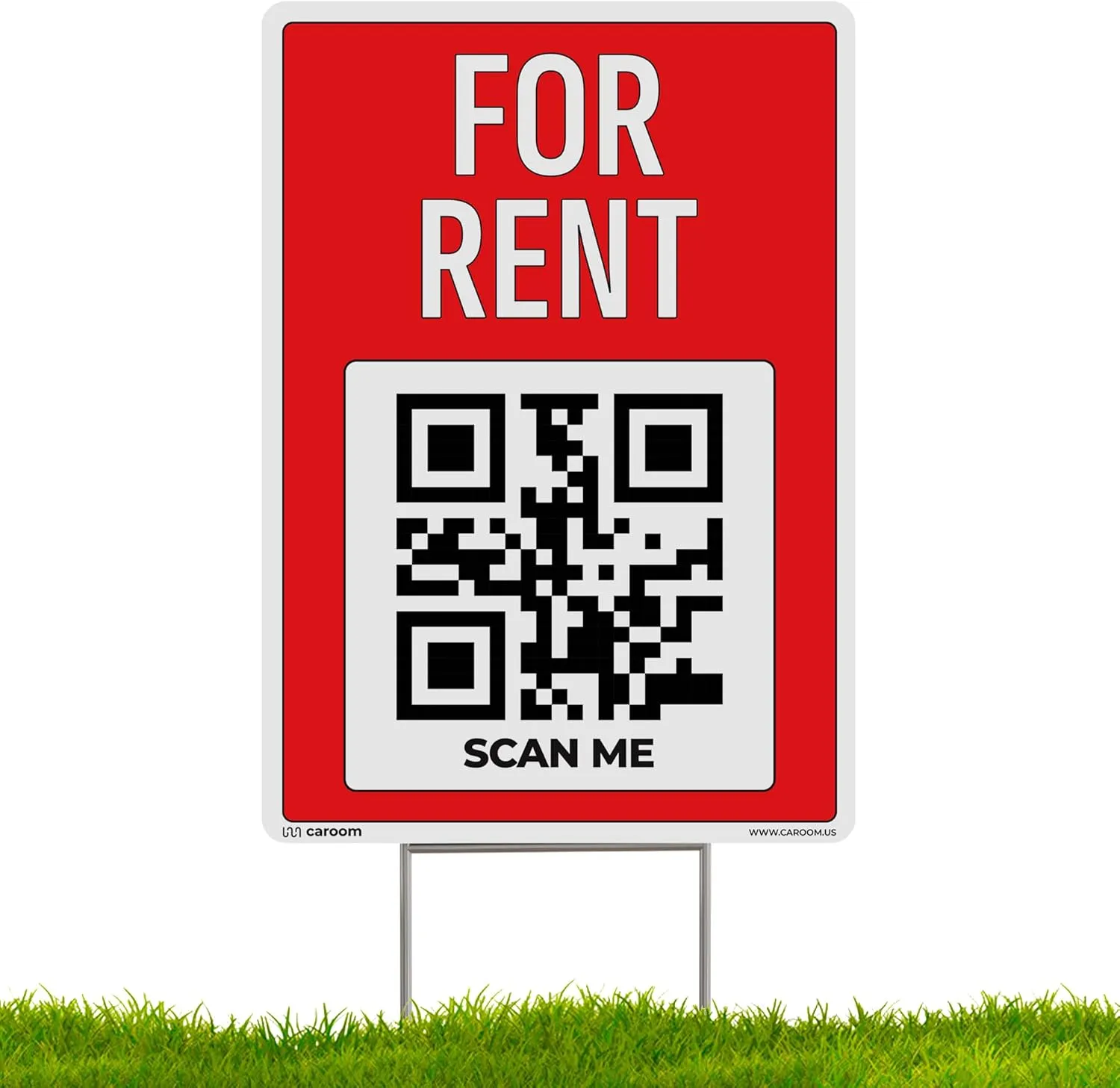 12'' x 17'' for Rent Sign for Real Estate (1-Pack) - Double Side Print I Plastic Real Estate Signs With Metal Stakes I App Included