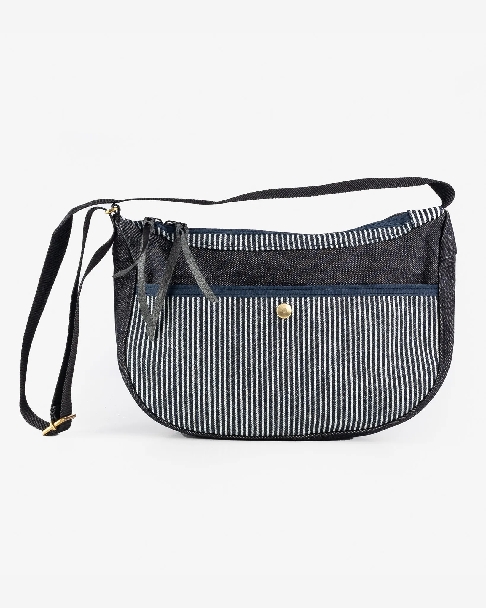 12oz Hickory Stripe Small Shoulder Bag - Indigo