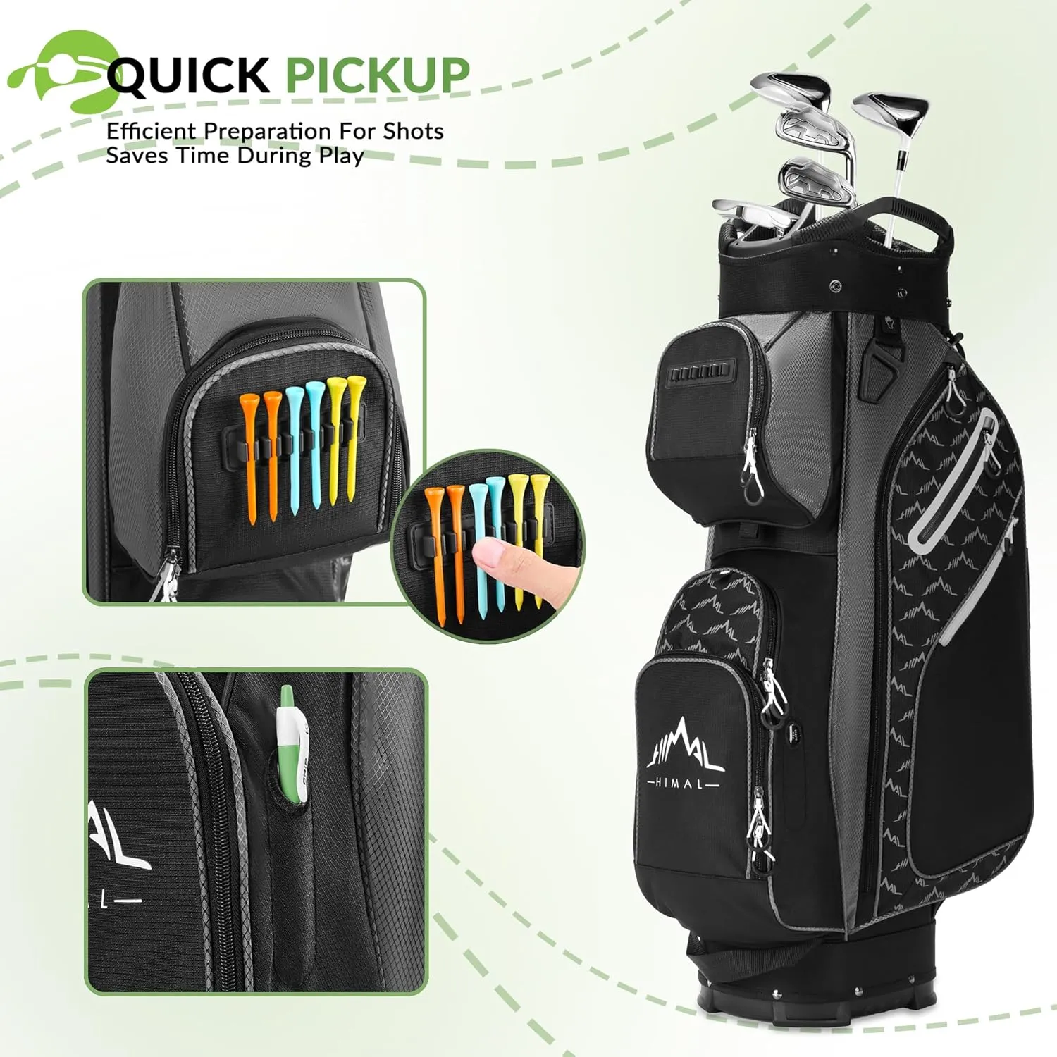 14 Way Golf Cart Bag Featuring Full-Length Divider Top and Multiple Pockets, Golf Bag for Men with Handles and Rain Cover