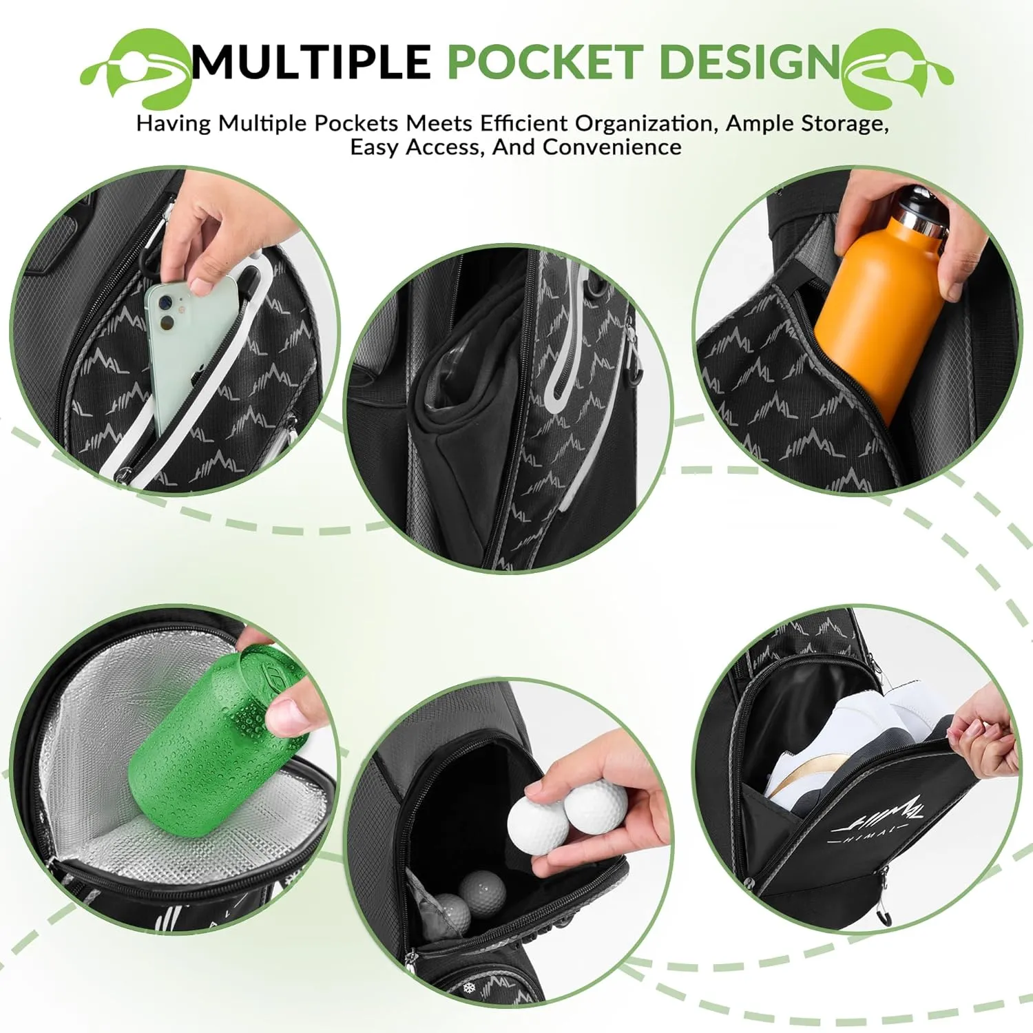 14 Way Golf Cart Bag Featuring Full-Length Divider Top and Multiple Pockets, Golf Bag for Men with Handles and Rain Cover
