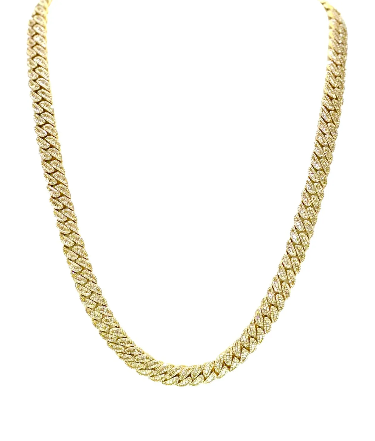 14.75CT Baguette & Round Diamond 10K Cuban Link Chain 10mm