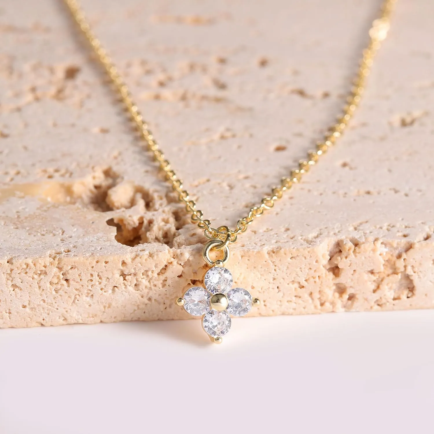 14K Gold Plated Necklace for Women - Dainty Flower, Leaf, Bead, Tree, Bee, Sun, Bar, Infinity, Star, Arrow, Teardrop, Butterfly, Boot, Cirlce, Bow Pendant Necklaces, Simple Jewelry