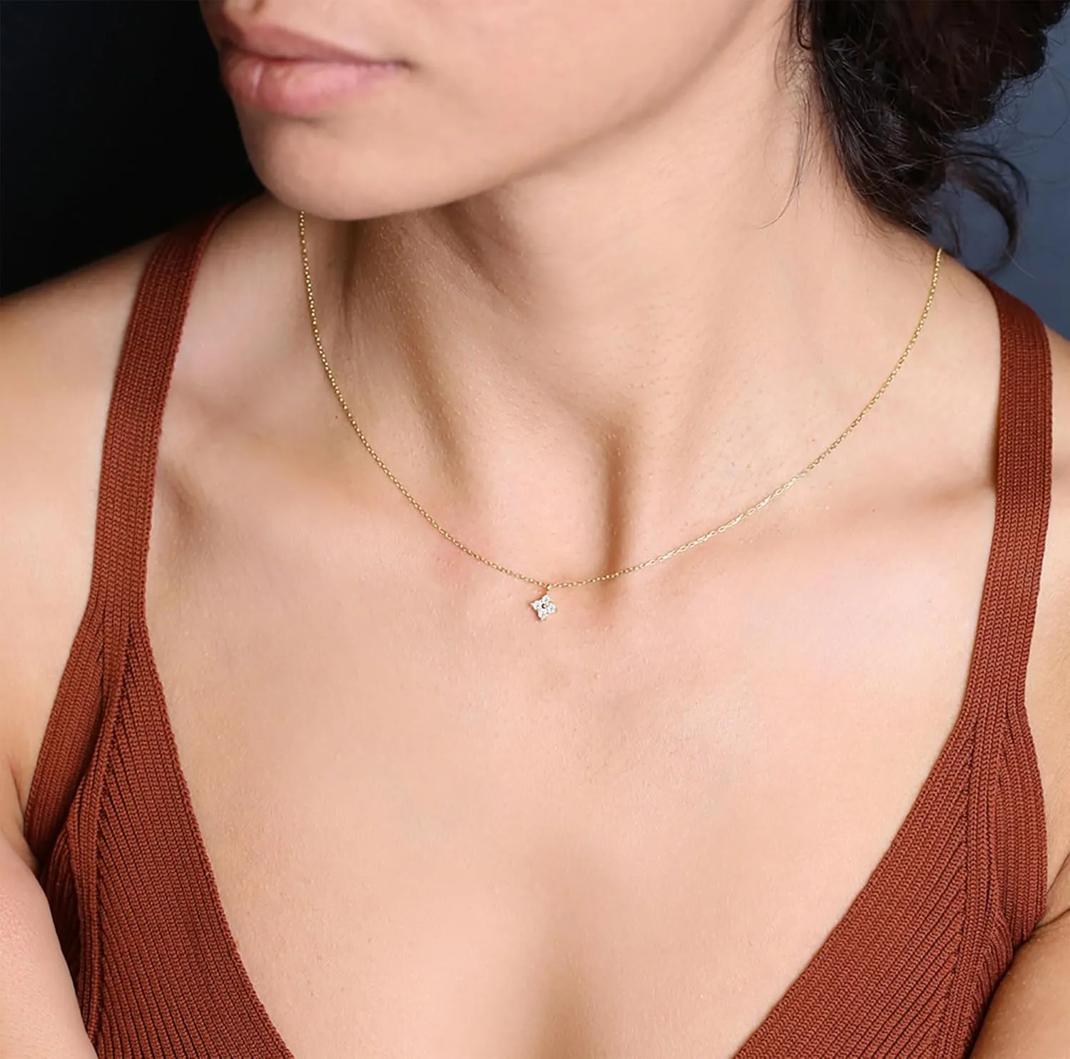 14K Gold Plated Necklace for Women - Dainty Flower, Leaf, Bead, Tree, Bee, Sun, Bar, Infinity, Star, Arrow, Teardrop, Butterfly, Boot, Cirlce, Bow Pendant Necklaces, Simple Jewelry