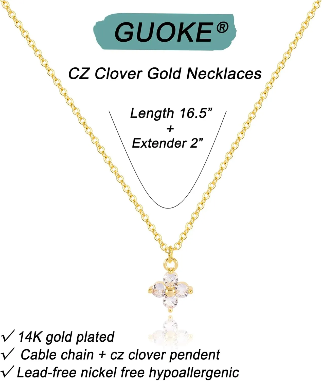14K Gold Plated Necklace for Women - Dainty Flower, Leaf, Bead, Tree, Bee, Sun, Bar, Infinity, Star, Arrow, Teardrop, Butterfly, Boot, Cirlce, Bow Pendant Necklaces, Simple Jewelry