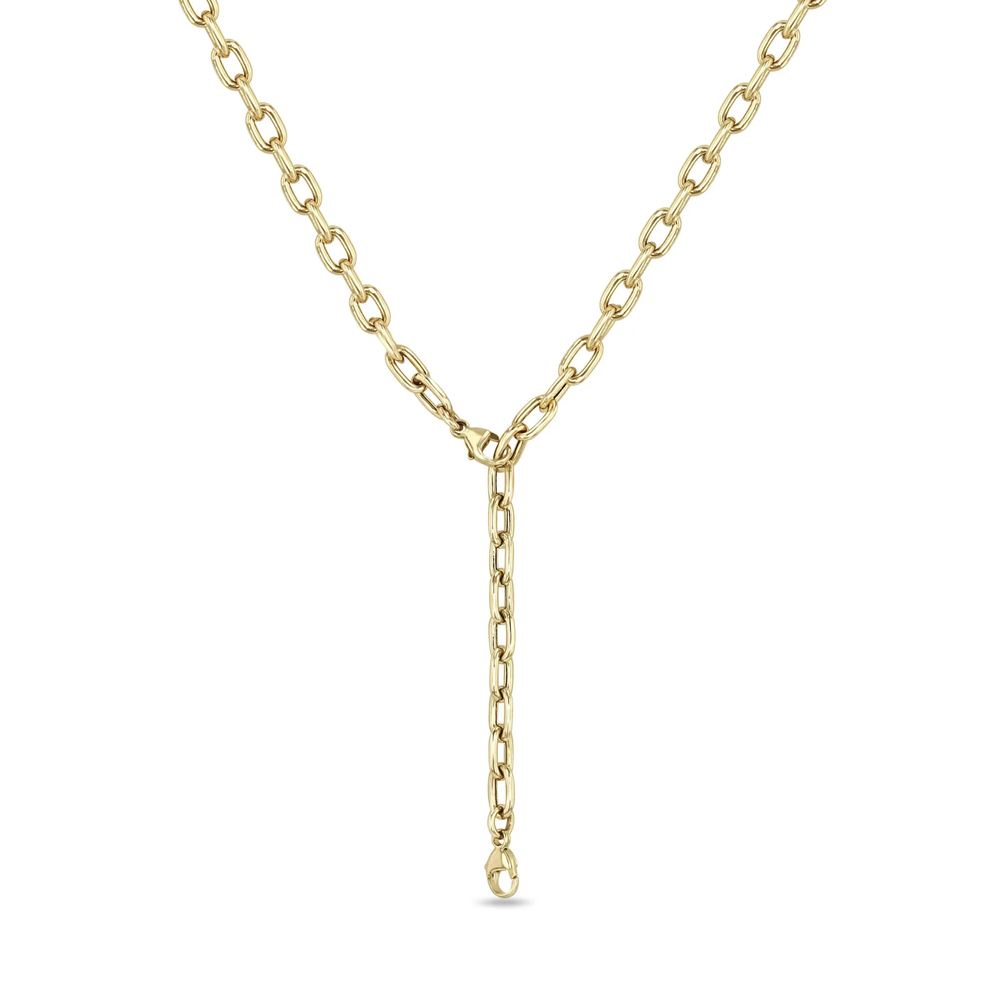 14k Medium Square Oval Link Chain Necklace with Lobster Clasps