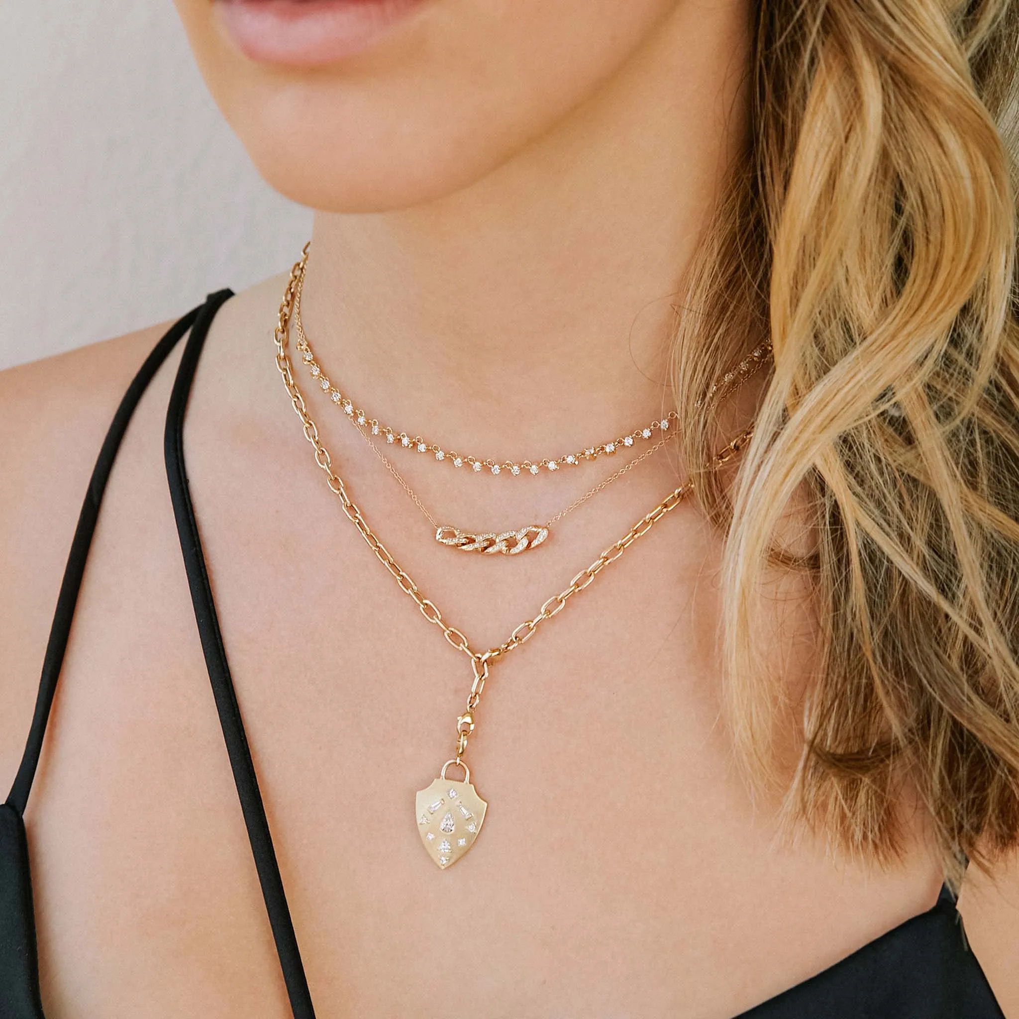 14k Medium Square Oval Link Chain Necklace with Lobster Clasps