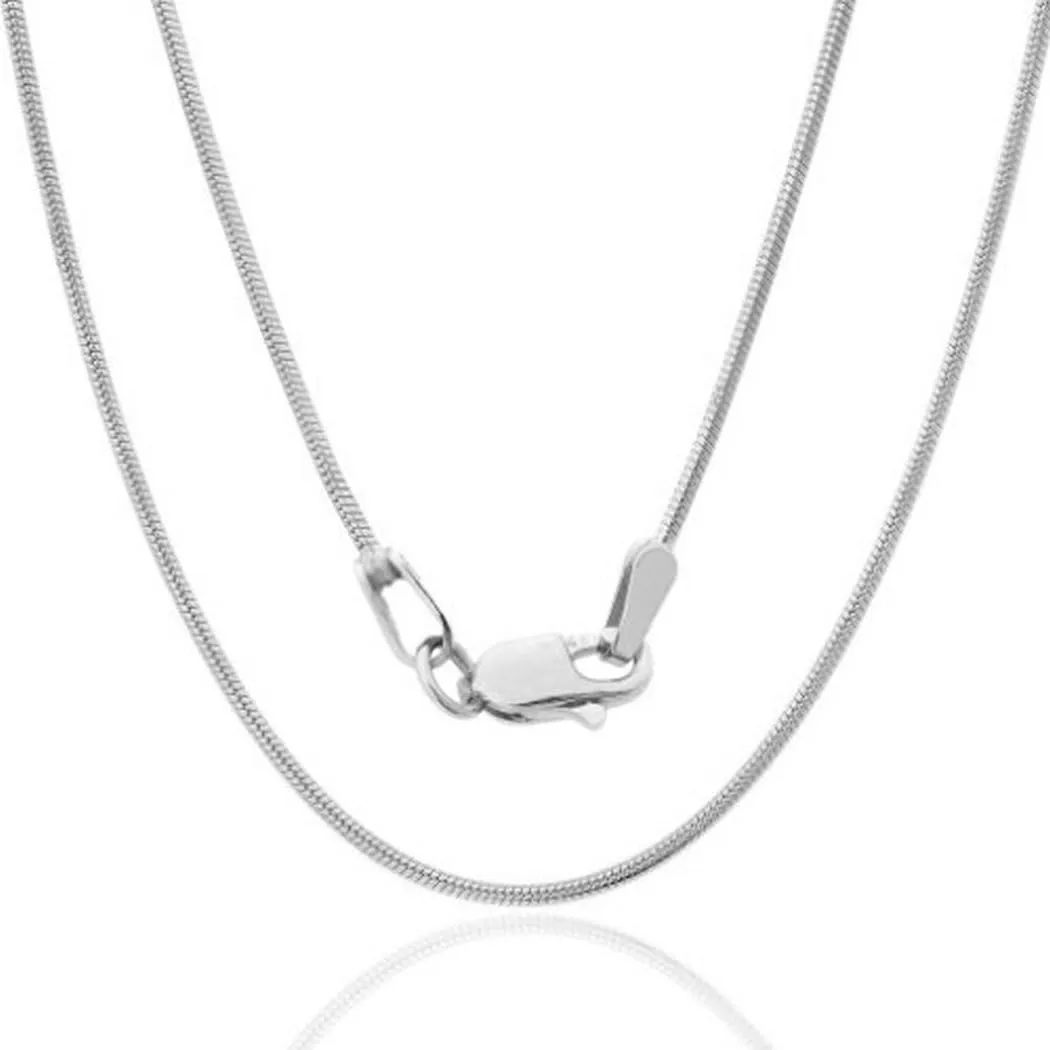 14K Solid White Gold Snake Chain Necklace 0.8mm Sleek Link for Men and Women Elegant Fine Jewelry Durable Construction Perfect for Everyday Wear