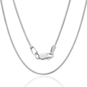 14K Solid White Gold Snake Chain Necklace 0.8mm Sleek Link for Men and Women Elegant Fine Jewelry Durable Construction Perfect for Everyday Wear
