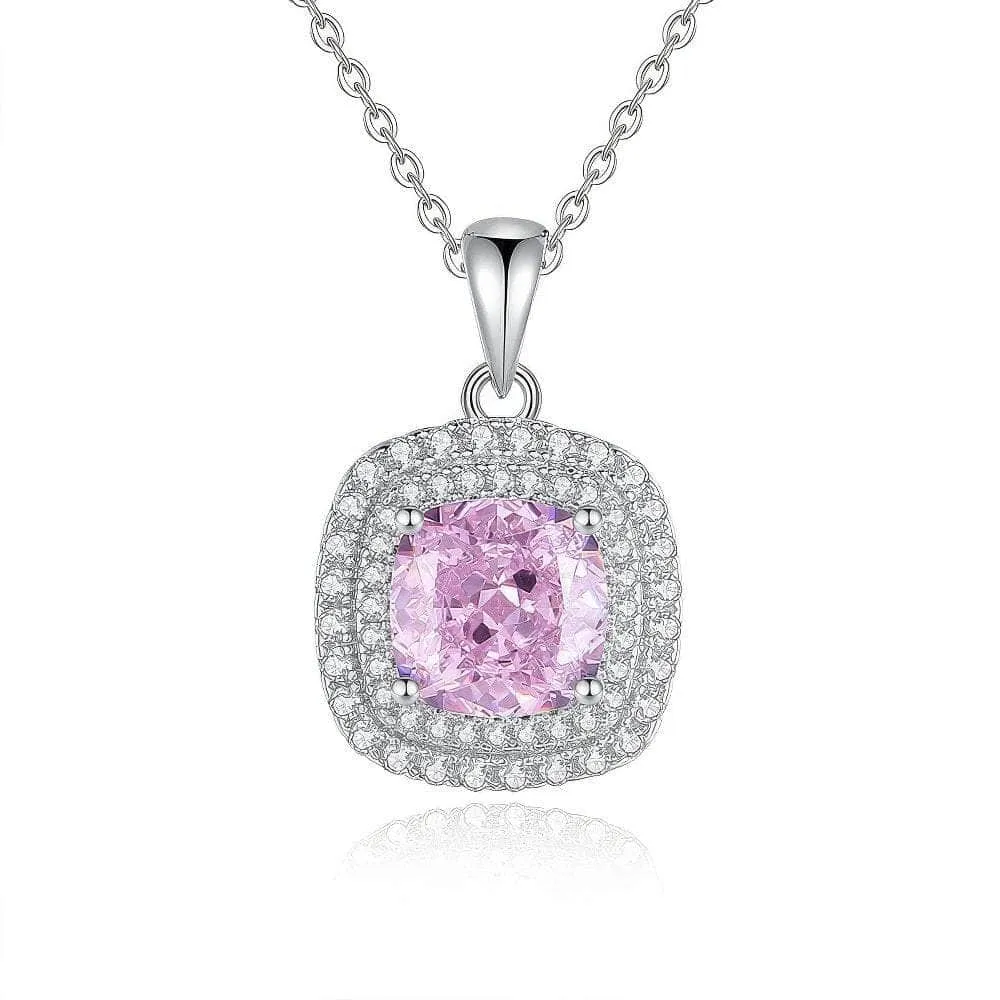 14k White Gold Paved Crystal Lab Diamond Emerald Gemstone Necklace