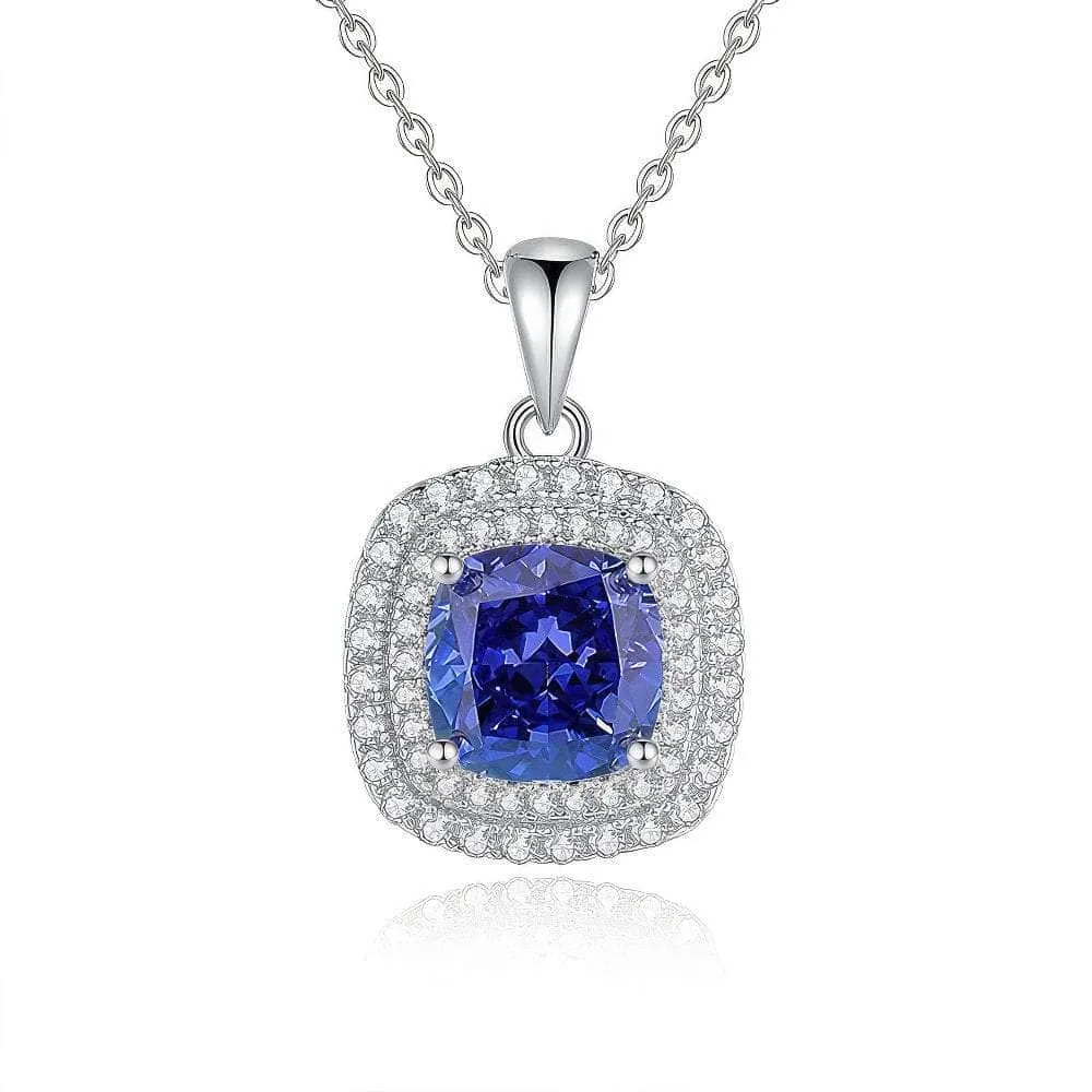 14k White Gold Paved Crystal Lab Diamond Emerald Gemstone Necklace