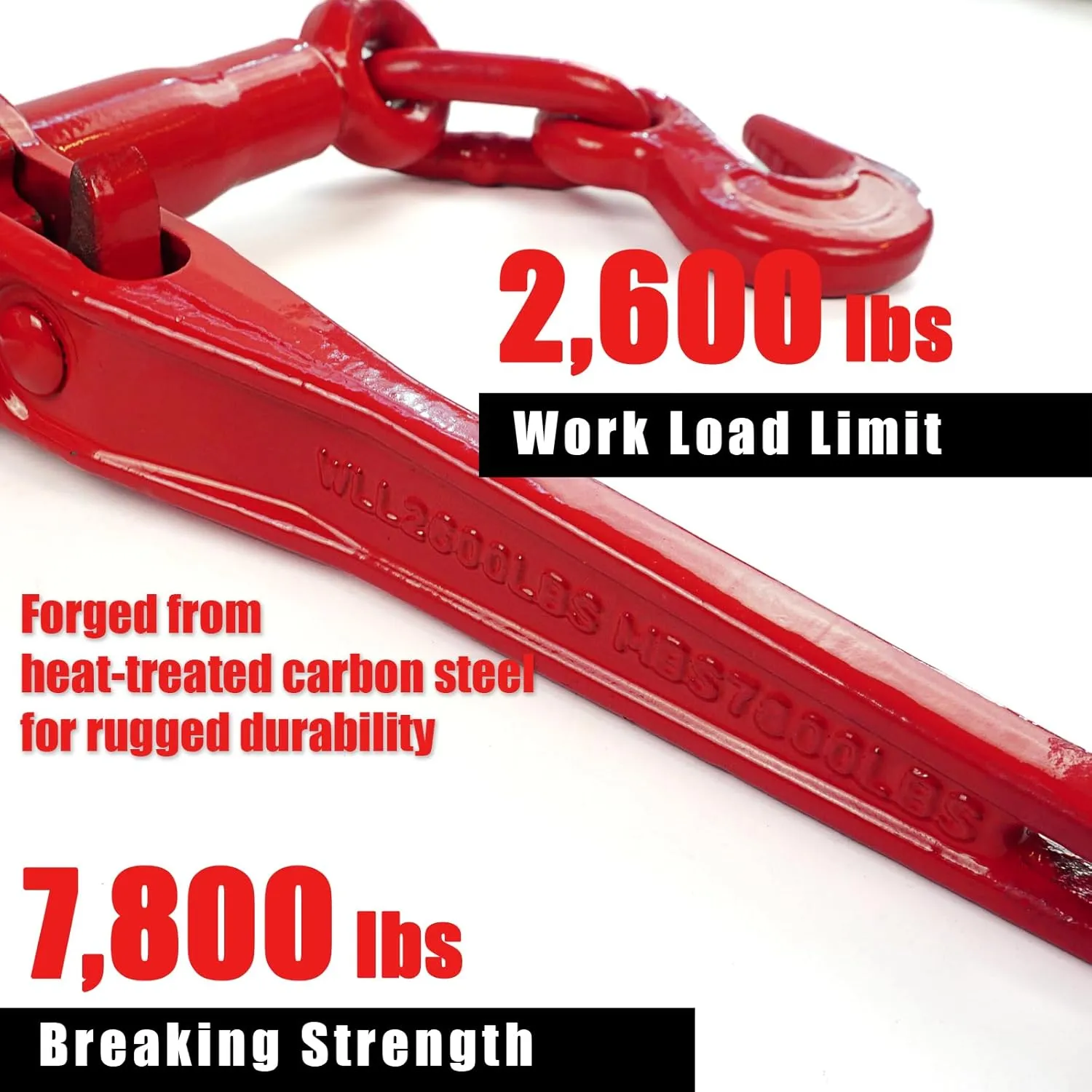 1/4"-5/16" Chain Load Binder, Chain Binder Have Working Load Limit of 2,600 Lbs, Tie Down Heavy Loads to Truck or Flatbed Trailer, Towing Cargo for Most Industrial Applications, Red(2 Pcs)