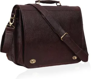 16-inch Men's Leather Messenger Bag, Genuine Leather Laptop Briefcase, Waterproof Crossbody Satchel Bag, Vintage Work Bag with Shoulder Strap, Laptop Messenger & Shoulder Bag for Work, Business