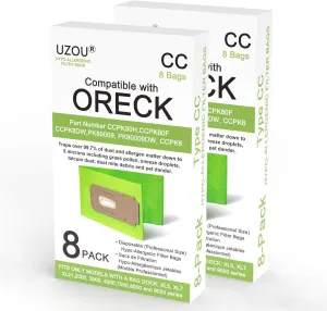 16 Pack Vacuum Bags Compatible with Oreck XL Upright Vacuums Cleaner Type CC Bags. Replaces Part # CCPK8DW, CCPK8, AK1CC6A