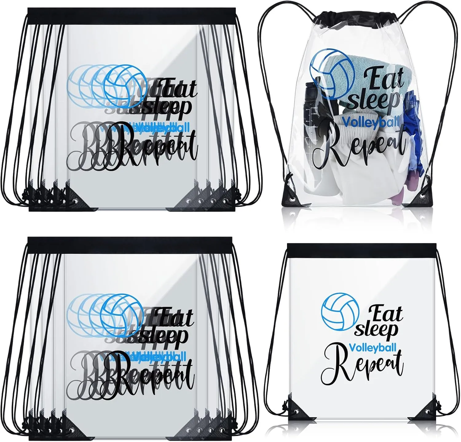16 Pcs Volleyball Drawstring Bag Clear Volleyball Backpack Bulk Waterproof Lightweight Draw String Bags for Girls Drawstring for Stadium Colleges Sport Events