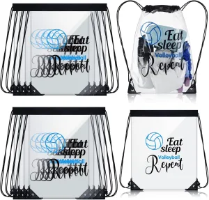 16 Pcs Volleyball Drawstring Bag Clear Volleyball Backpack Bulk Waterproof Lightweight Draw String Bags for Girls Drawstring for Stadium Colleges Sport Events