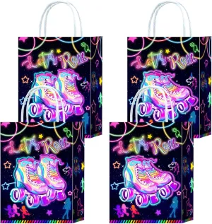 16-Piece Goodie Bags for Roller Skating Birthday Party Supplies - Roller Skate Gift Snacks Treat Candy Party Favors with Handles for Kids & Adults