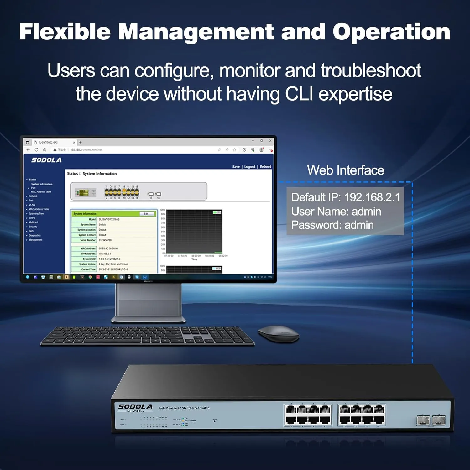16 Port 2.5G Web Managed Switch,16 x 2.5G Base-T Ports, 2 x 10G SFP , Link Aggregation/QoS/VLAN/IGMP,1U Mounted 2.5Gb Network Switch