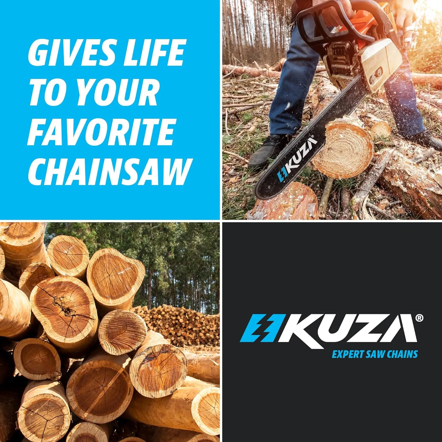 18 Inch Chainsaw Chain 0.325" Pitch, 050" Gauge, 72 Drive Links, German Steel, fits Husqvarna 440, Echo CS-400, Jonsered - 591094872, 20lpx072g and more (3 Chains)