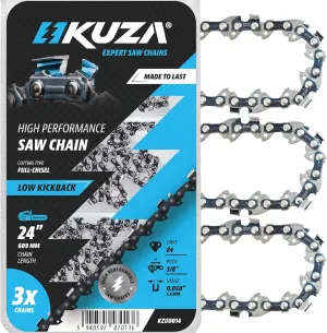 18 Inch Chainsaw Chain 0.325" Pitch, 050" Gauge, 72 Drive Links, German Steel, fits Husqvarna 440, Echo CS-400, Jonsered - 591094872, 20lpx072g and more (3 Chains)