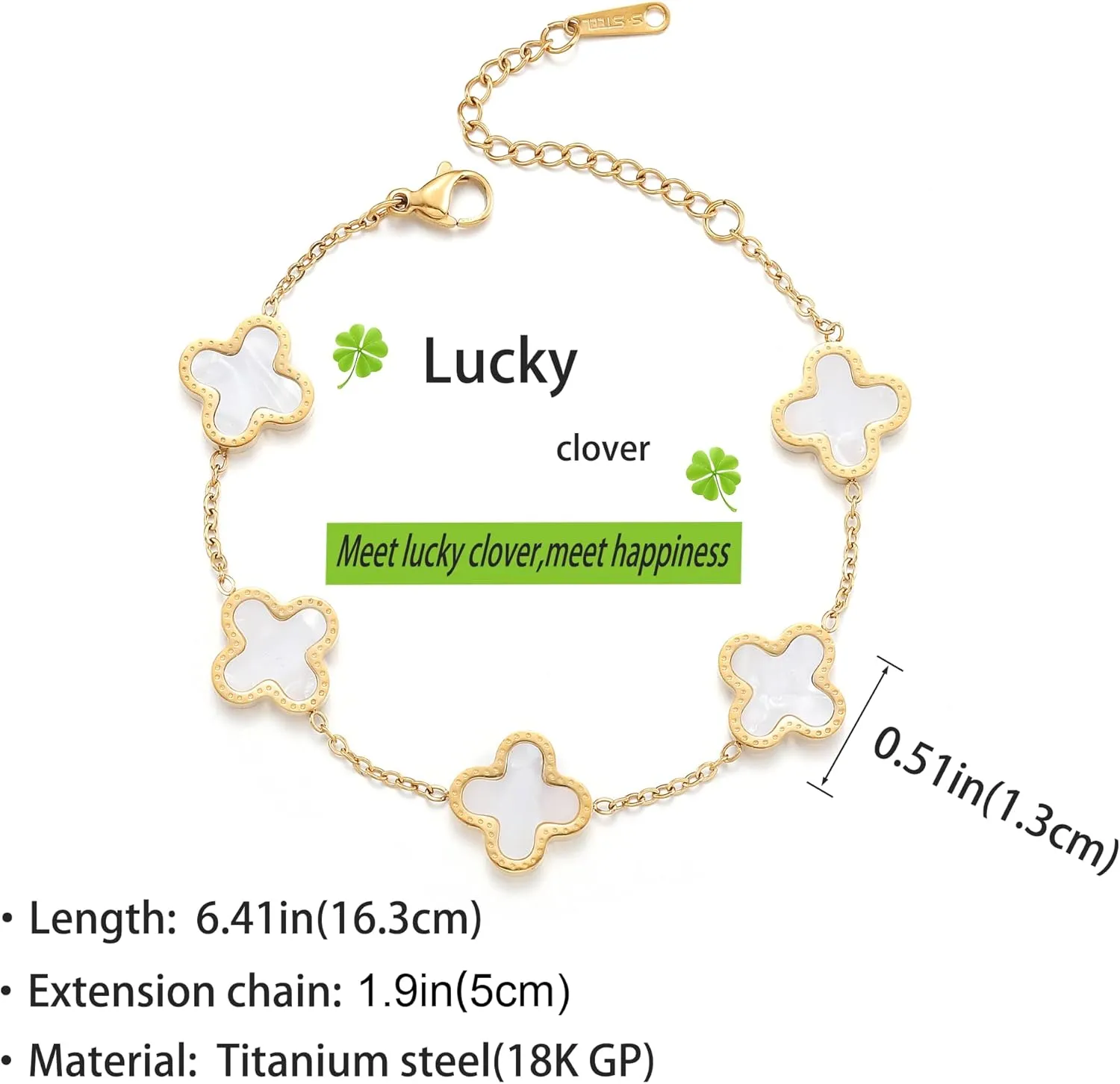 18K Gold Plated Clover Bracelet Love bangle Set for Women Stack Cute Fashion Simple Friendship Bracelet Lucky Link Bracelets Jewelry Gifts Trendy for Women