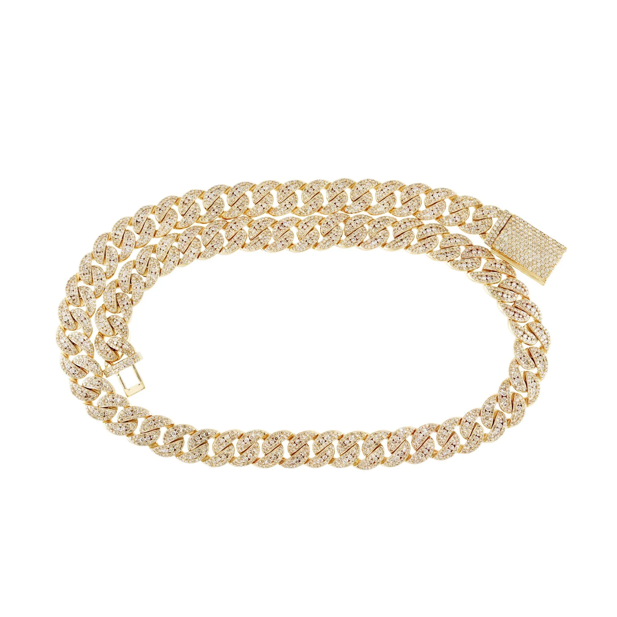 18K Yellow Gold Diamond Men's Cuban Link Chain