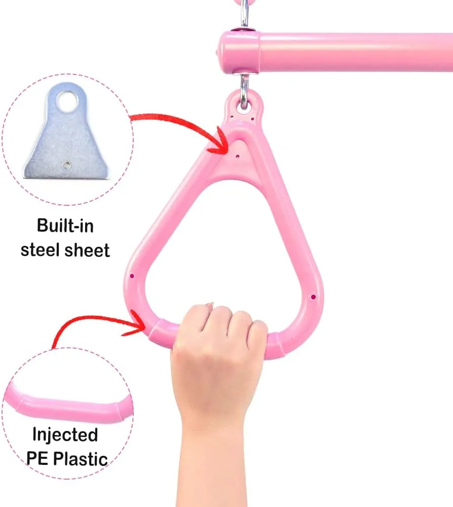 18" Pink Trapeze Swing Bar Rings 48" Heavy Duty Plastic Coated Chains Swing Set Accessories