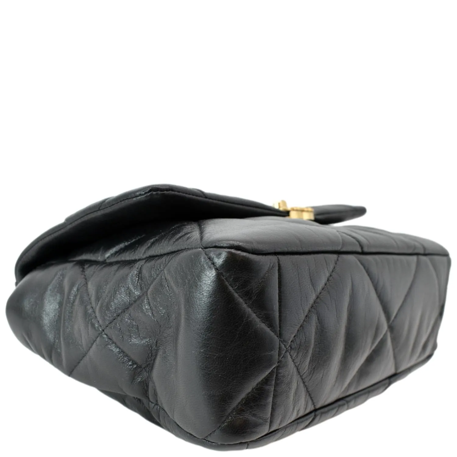 19 Bag Lambskin Connected Shoulder Leather - CHANEL Risk-free Black Large Flap Quilted Deals Hot