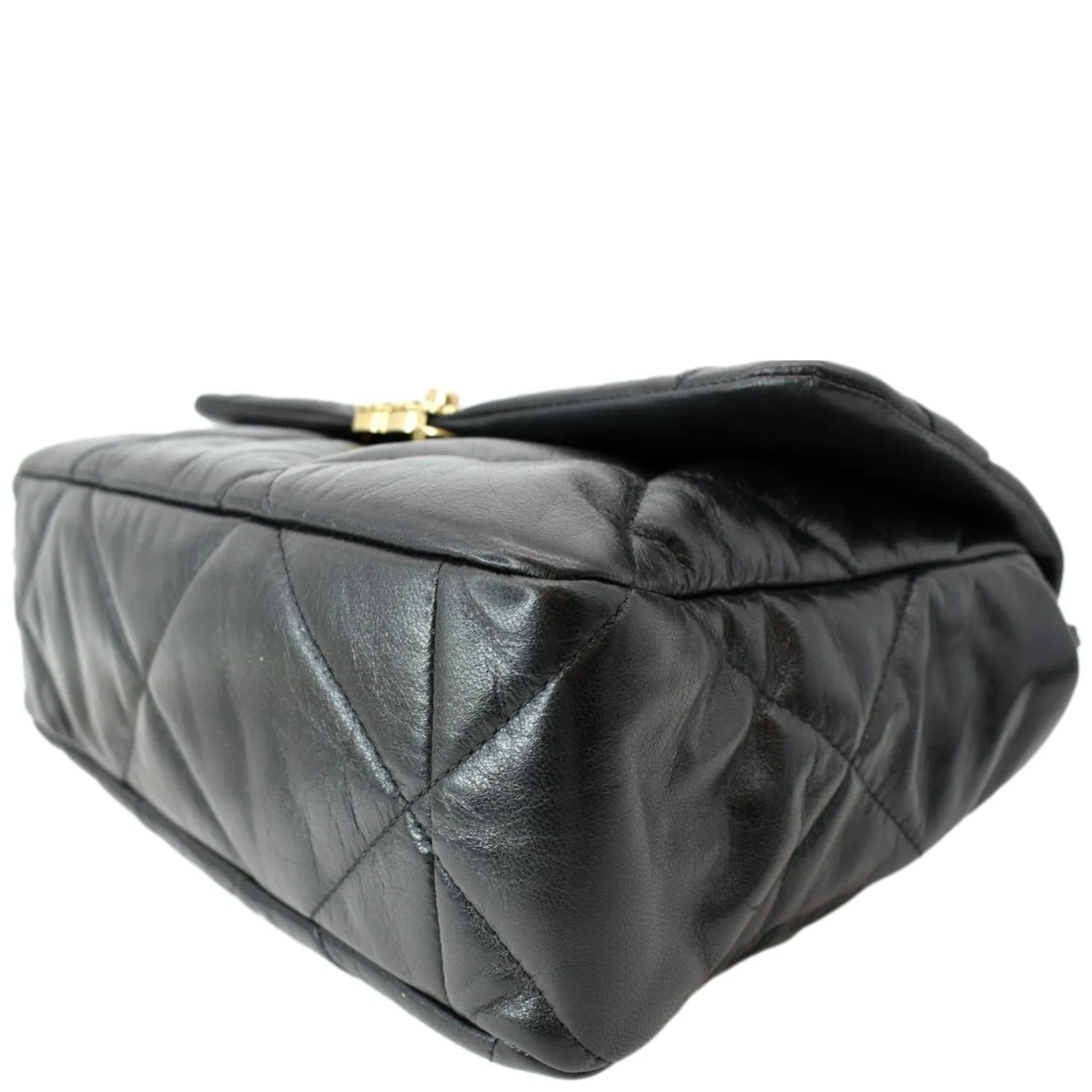 19 Bag Lambskin Connected Shoulder Leather - CHANEL Risk-free Black Large Flap Quilted Deals Hot