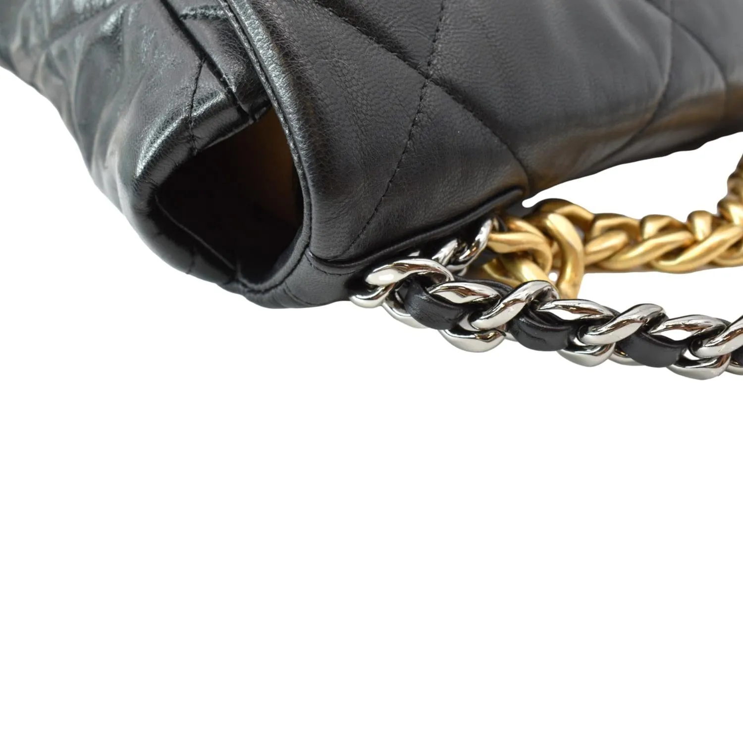 19 Bag Lambskin Connected Shoulder Leather - CHANEL Risk-free Black Large Flap Quilted Deals Hot