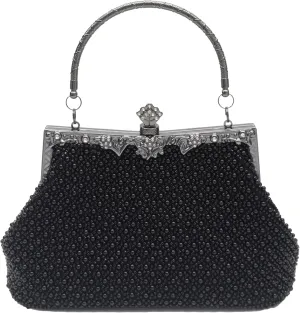 1920s Vintage Style Solid Color Beaded Evening Bag Simple Elegant Women's Clutch Suitable for Weddings, Parties