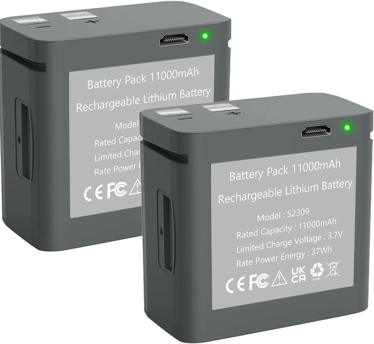 2 Pack Rechargeable Lithium Battery Pack for Cellular Trail Camera, 11000mAh Hunting Trail Camera Battery Compatible with LM2, Cell-Link Series, Including Charging Cable