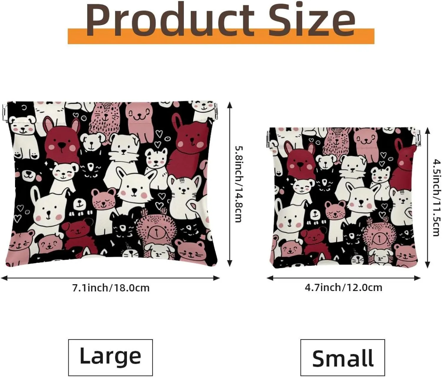 2 PCS Faux Leather Makeup Bag for Purse, Small Pouches for Purse, Mini Pocket Pouch, Mini Travel Storage for Cosmetics, Sheep Cat Dog Cartoon Animal
