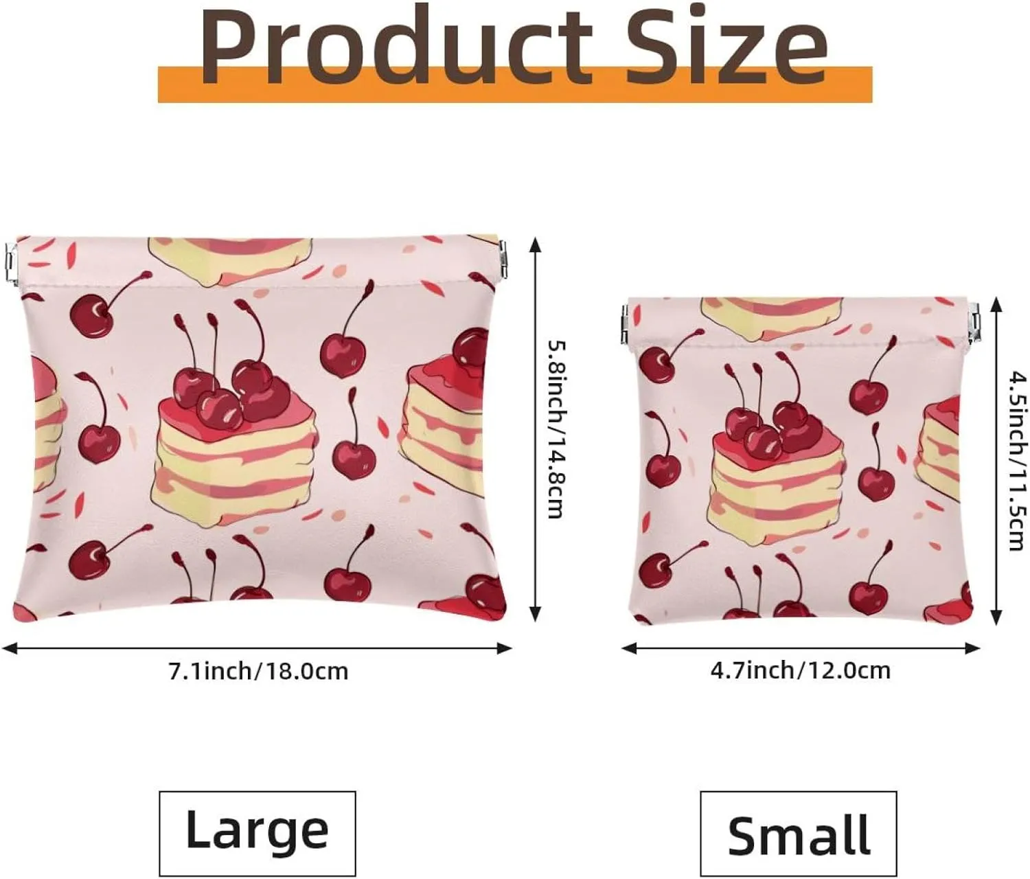 2 Piece Faux Leather Pocket Box, Small Makeup Bag for Purse, Mini Pocket Pouch, Mini Travel Storage for Cosmetics, Cute Cartoon Cherry Cake