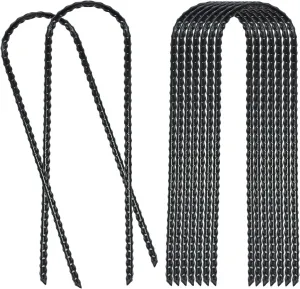 20 Pack 10 Inch Heavy Duty Trampolines Wind Stakes Galvanized Steel Garden Stakes U-Shaped Staples for Landscaping, Camping Tents, Soccer Goals and Garden Decoration