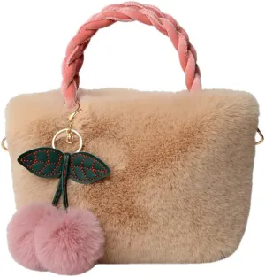 2022 New Women's Plush Shoulder Bag Stylish Fluffy Cross-body Wallet with Cute Plush Pendant Cute Soft Wallet