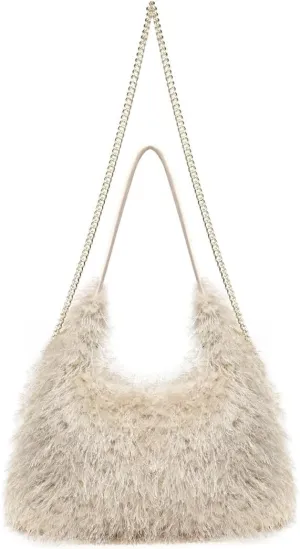 2024 Winter Women Bag Cute Tote Bags Y2k Purse Women's Shoulder Handbags Faux Fur Tote Bag Fluffy Satchel Handbags