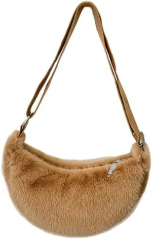 2024 Women's Plush Crossbody Dumpling Bag, Smart Casual Crossbody Shoulder Bag Y2K Purse Women's Crescent Bag
