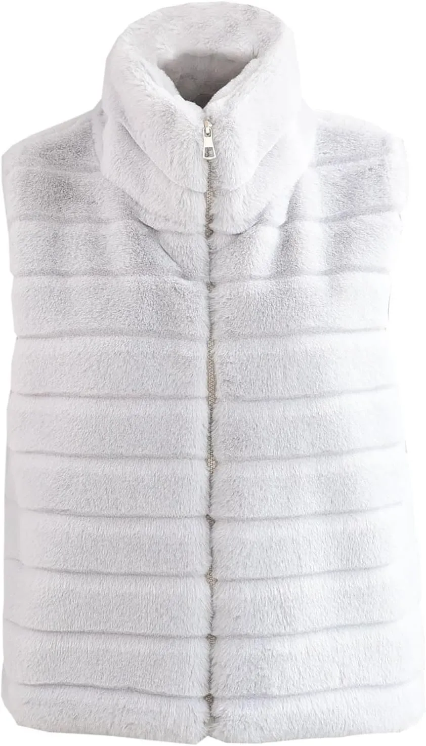 2025 Faux Fur Vest For Women Sleeveless Warm Stand Collar Puffer Jacket Soft Fuzzy Comfortable Faux Fur Jacket Vests