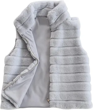 2025 Faux Fur Vest For Women Sleeveless Warm Stand Collar Puffer Jacket Soft Fuzzy Comfortable Faux Fur Jacket Vests