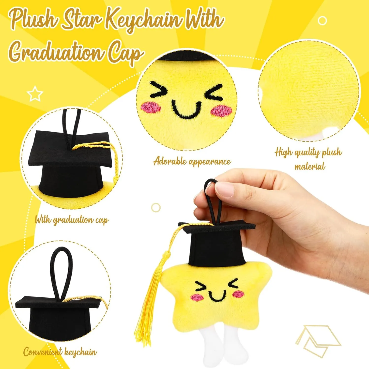 25 Sets Graduation Gift Bulk Graduation Party Favors for Guest Class of 2025 Plush Star Keychain with Cap and Organza Gift Bags Party Decor for Middle High School College Students Gift
