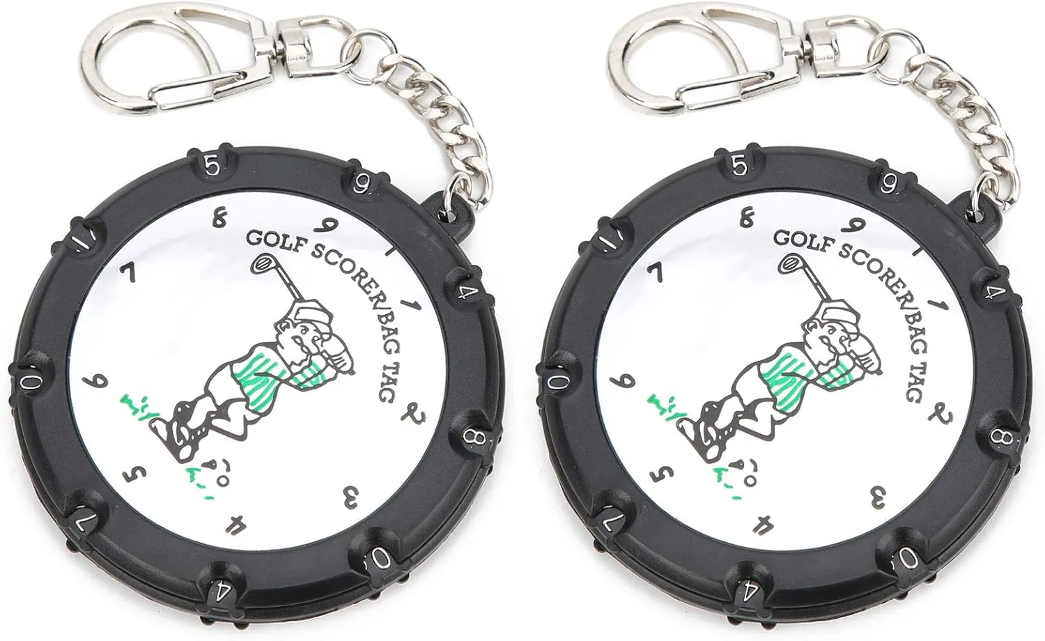 2pcs Portable Stroke Counter, Up to 18 Shots Score with a Wheel Numbers, 18 Hole Score Counter Device with Key Chain for Golfers