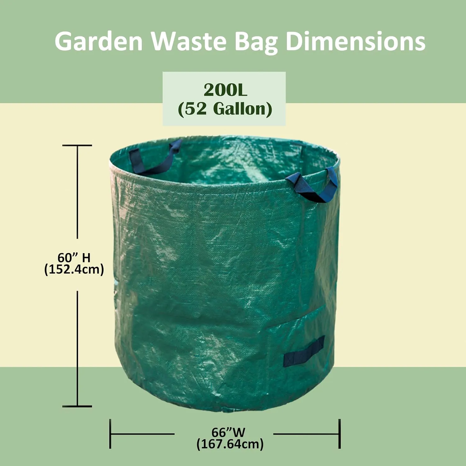 3-Pack 53 Gallons Leaf Collector Bags; Heavy Duty Reusable Lawn and Leaf Yard Waste Garden Bags, Collapsible Outdoor Trash, Yard Waste Bags & Recycling Bag
