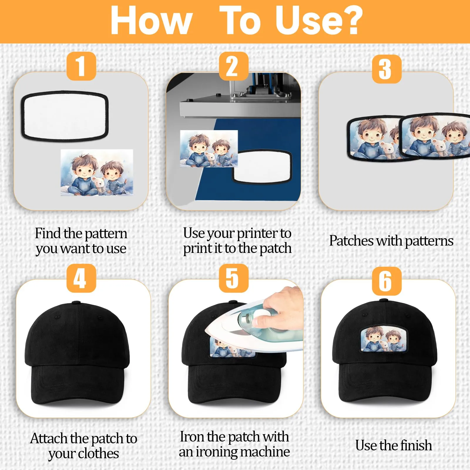 30 Pcs Fabric Iron-on Blank Patches with Black Border Sublimation Blanks Patches Blank Sublimation Hat Patches for DIY Crafts Clothes Caps T-Shirt Bags Backpack Uniforms(3 Shapes)