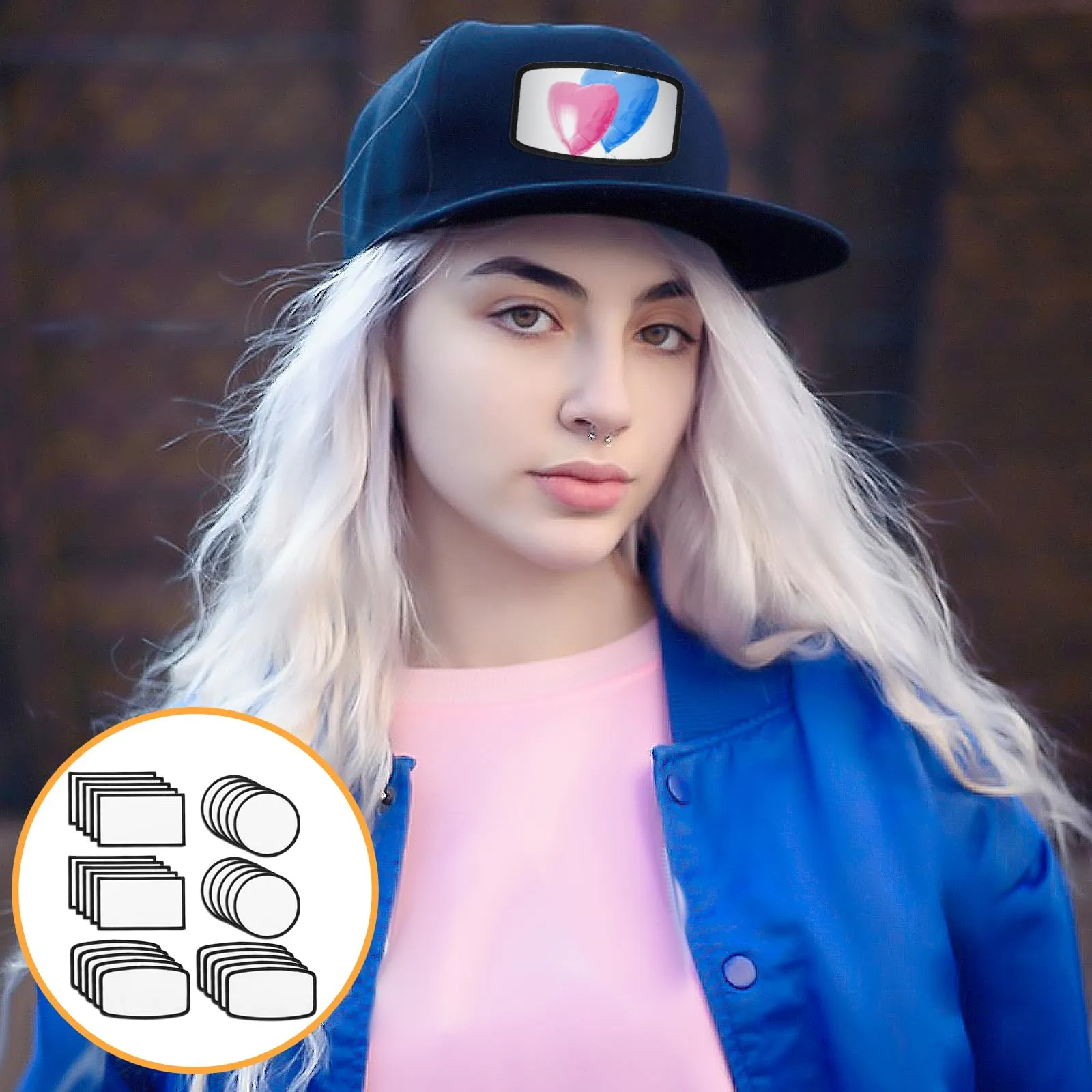30 Pcs Fabric Iron-on Blank Patches with Black Border Sublimation Blanks Patches Blank Sublimation Hat Patches for DIY Crafts Clothes Caps T-Shirt Bags Backpack Uniforms(3 Shapes)